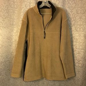 Trader Bay - men’s 1/4 zip fleece, beige/black, size L